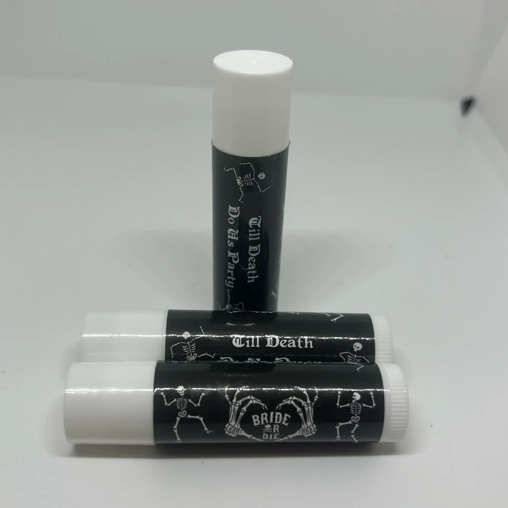 Lip Balm Bride or Die Till Death Gothic Spooky w/Beeswax,‎ Vitamin E At $8 Each